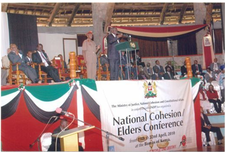 Rapportuer for the National Cohesion Elders Conference, 2010, on behalf of the Ministry of Justice, National cohesion and Constitutional Affairs, Republic of Kenya